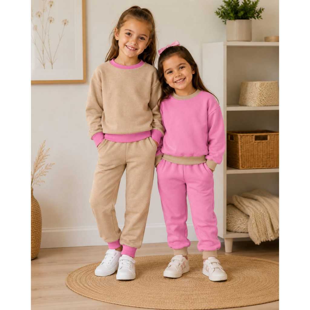 Roupa Infantil Feminina e Masculina de Inverno Conjunto Moletom Quentinho Menina e Menino Abrigo Roupa de Frio