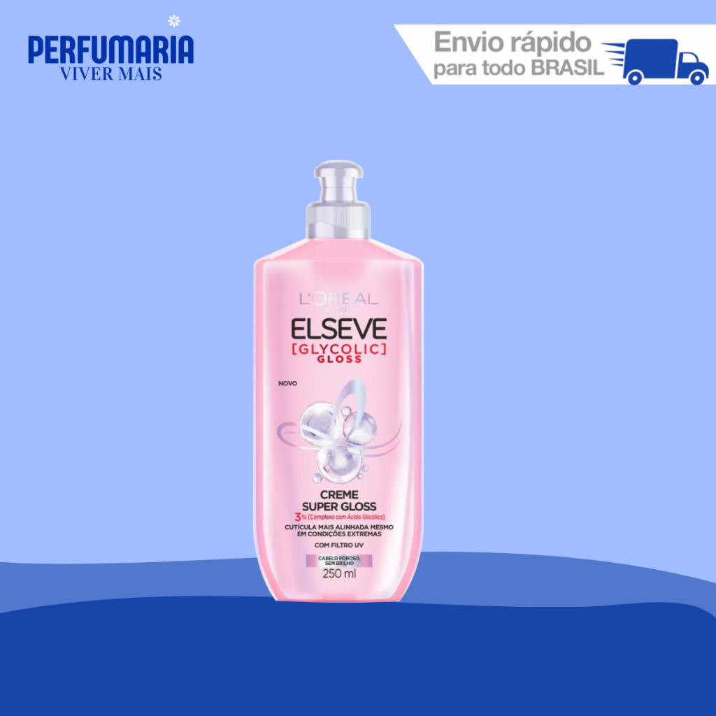 Creme para Pentear Super Gloss L'Oréal Paris Elseve Glycolic Gloss 250ML.
