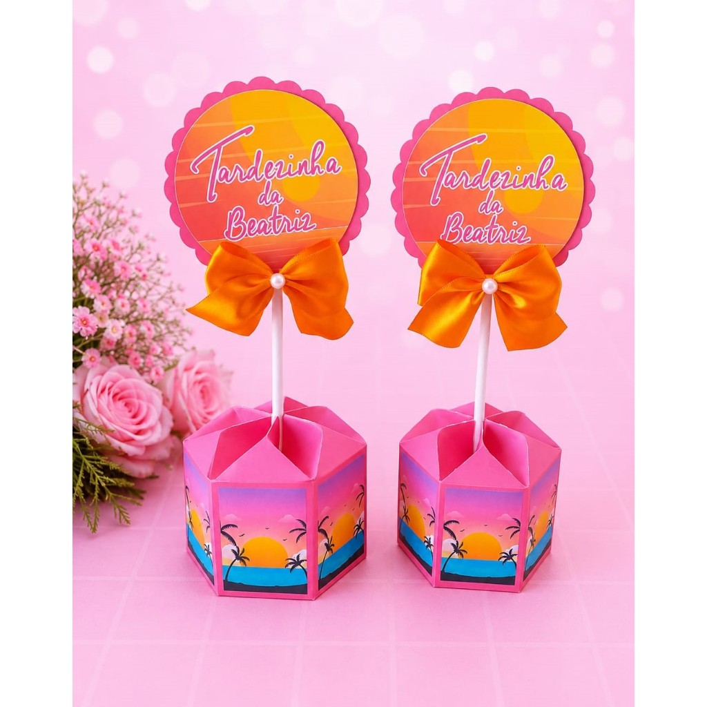 Centro de mesa Tardezinha kit festa lembrancinha caixinha personalizado mimos aniversário infantil