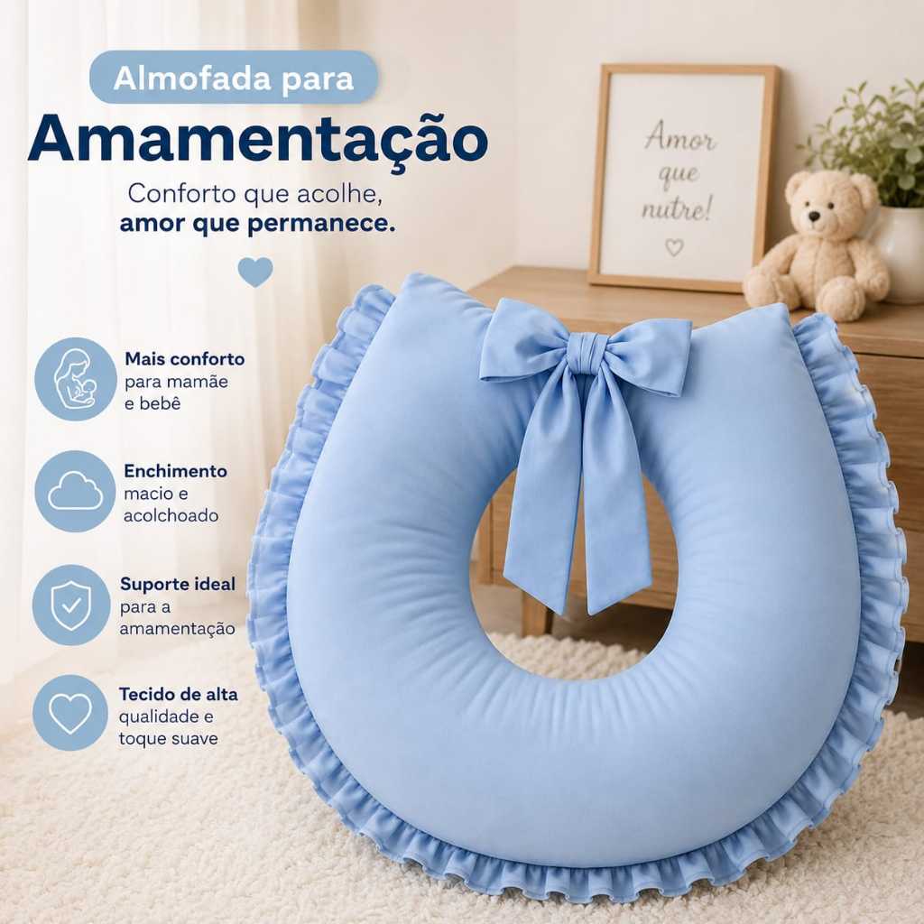 Almofada de Amamentação com Ziper para Gestante Travesseiro Apoio Removível Cores Neutras