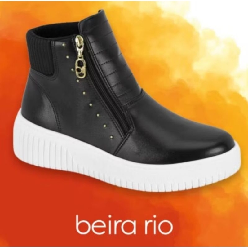 Tênis Bota BEIRA RIO Boot Feminino Casual Cano Médio Zíper 4316.109