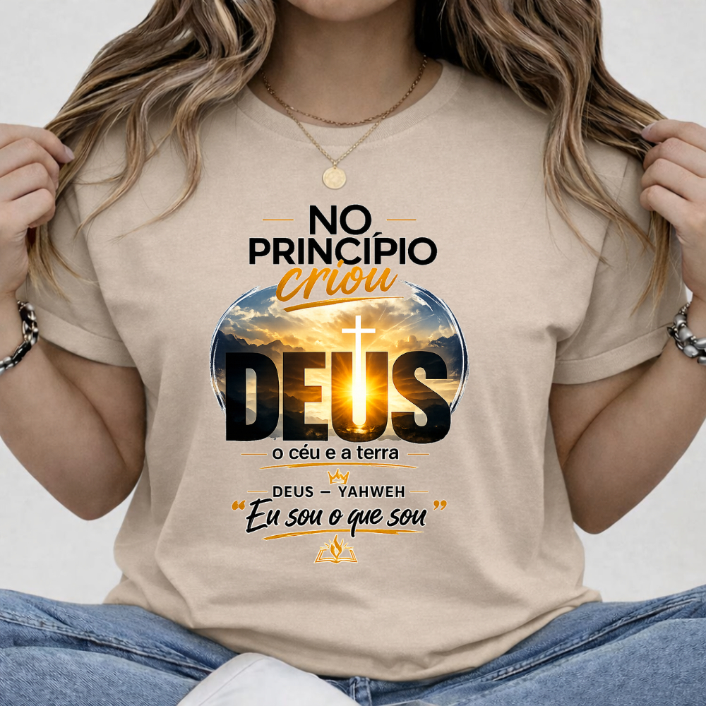 Camiseta Camisa Gênesis Principio Cristã Gospel Evangelica Masculina Feminina Algodão Streetwear