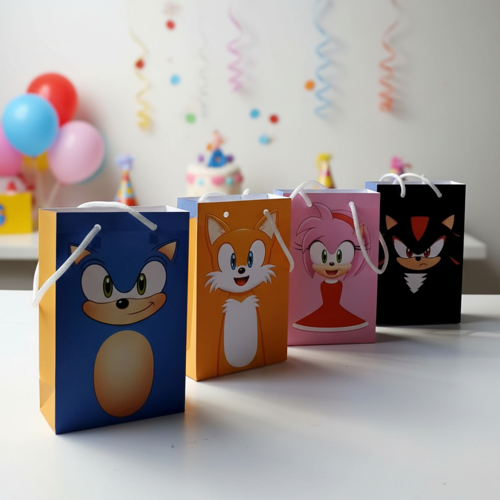 Sacolinhas Sonic Personalizadas Pegue e Monte | Sacolinha Surpresa Lembrancinha Festa Infantil.
