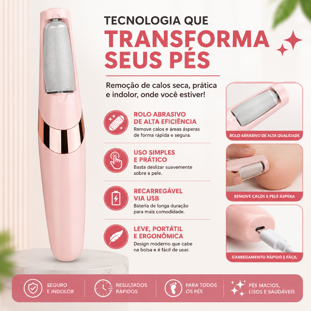 Kit Cuidados Femininos Depilador Laser IPL Indolor + Lixador de Pé Elétrico Removedor de Calos Profissional