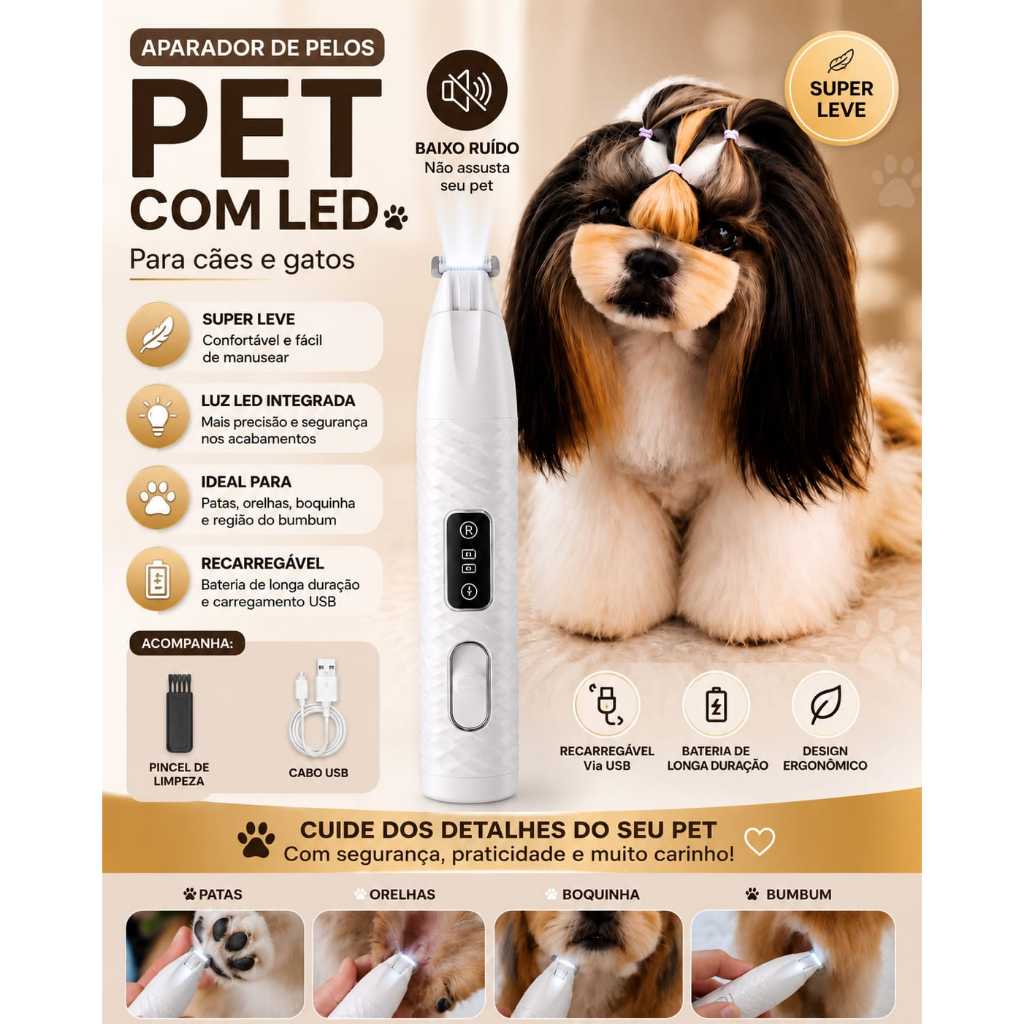 Máquina de Tosa para Pata Olhos Orelha Pet Cão Gato Profissional Aparador De Pelos Cortador