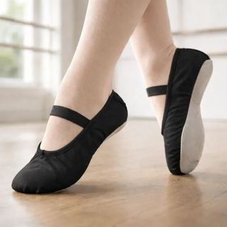 Sapatilha de Ballet Preta em korino Pas Classique Sola Inteira