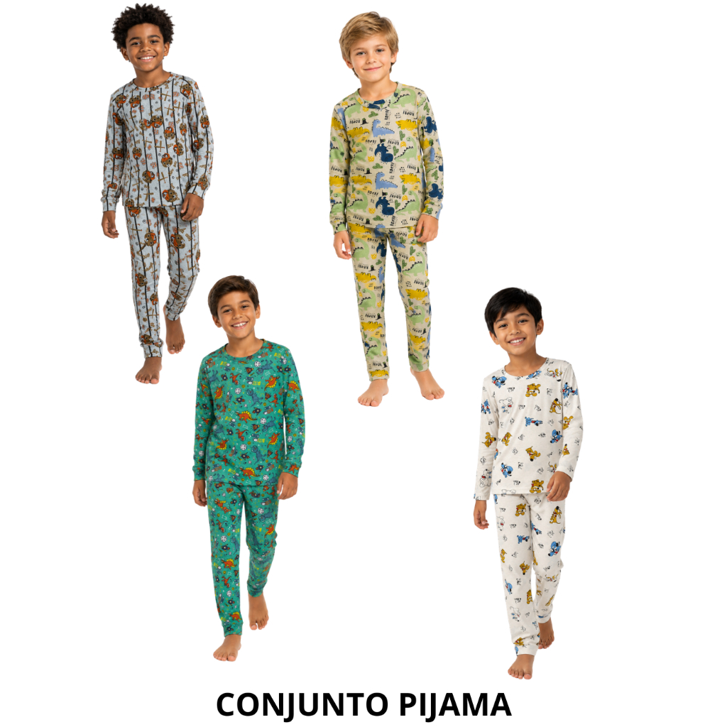 Conjunto Pijama Infantil Menino 100% Algodão Tamanho 1 ao 10 anos - Sortido