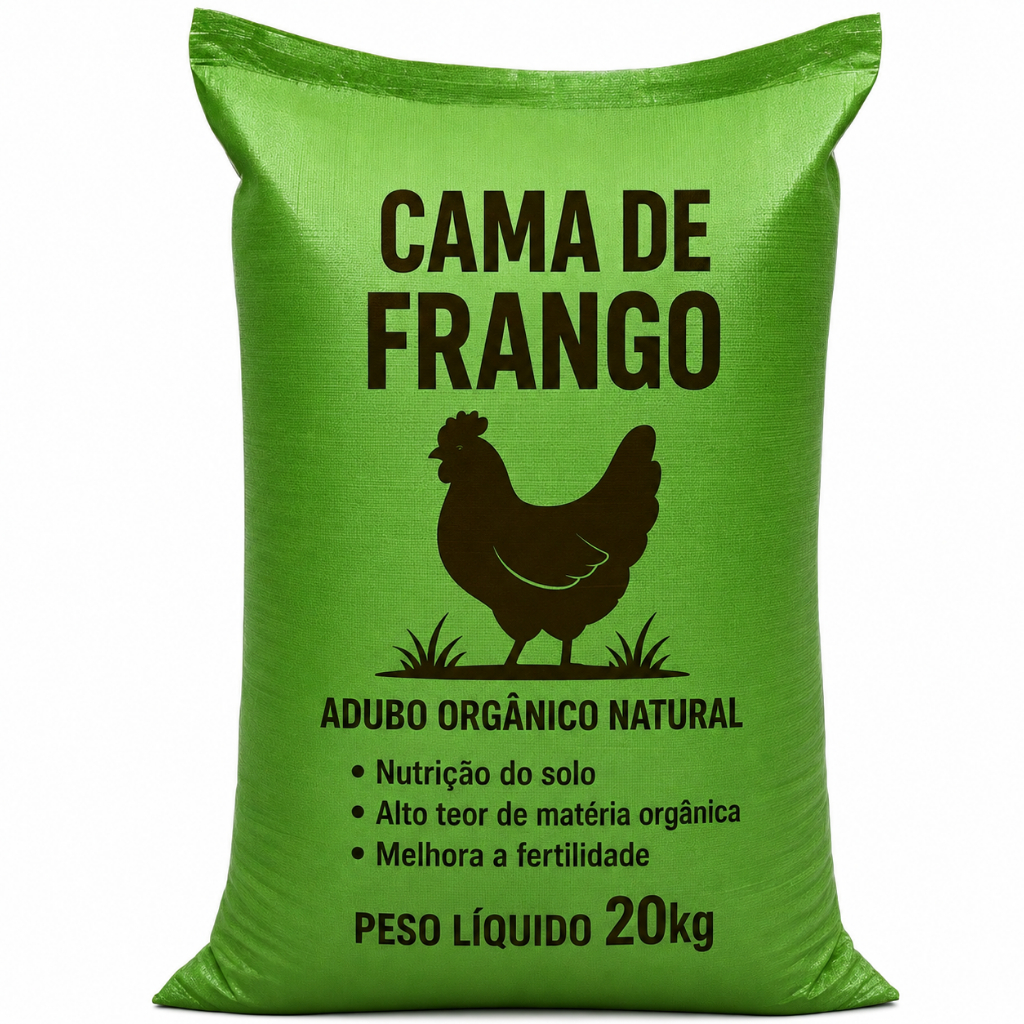 Cama de Frango 20kg Adubo Orgânico Natural Esterco Puro Solo Fértil Jardim Hortas Plantio Cultivo