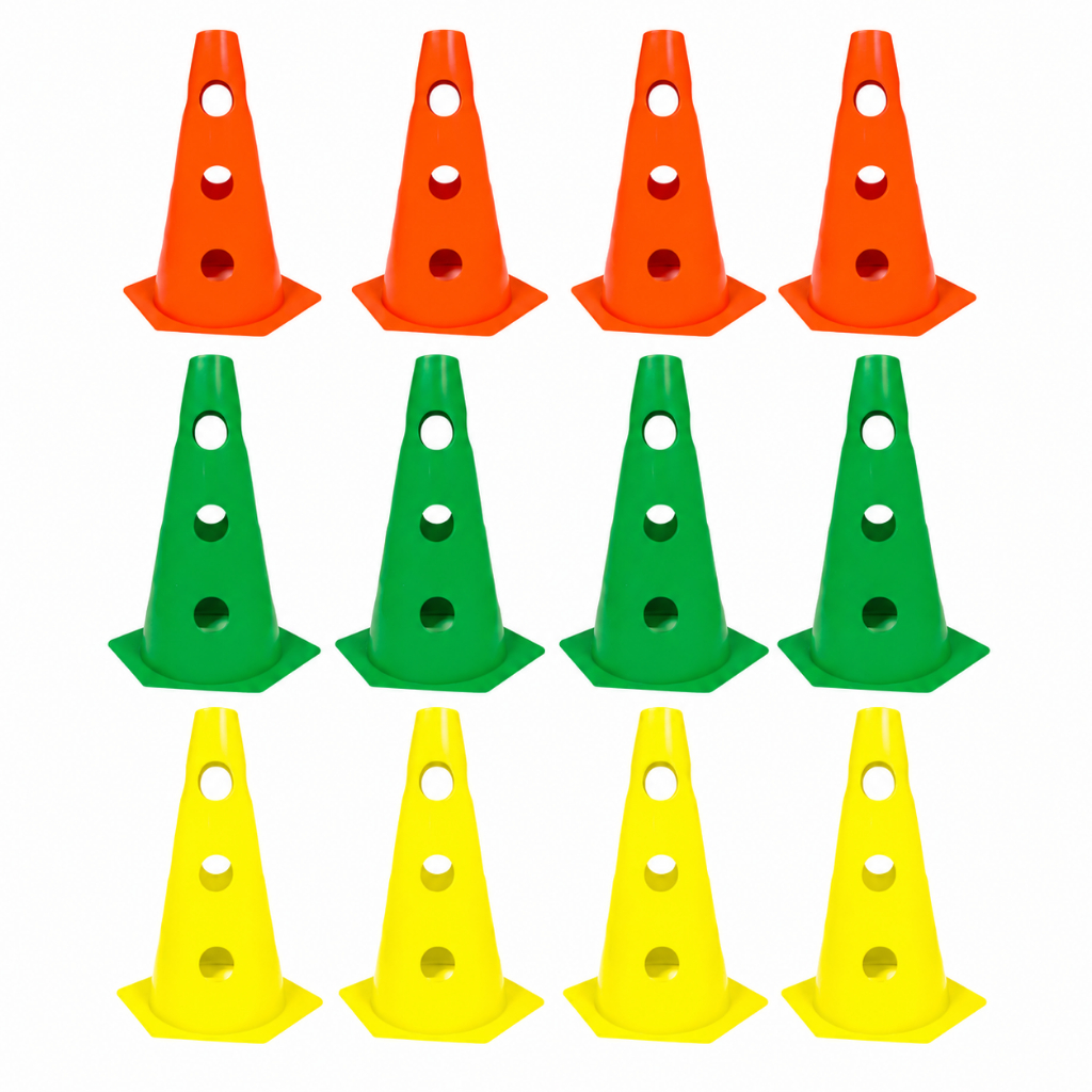 12x Mini Cone Sinalização Esportivo 23cm Agilidade Furado