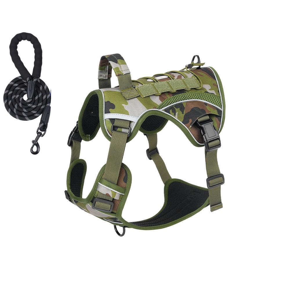 Peitoral Tático Premium para Cachorro Grande Porte | Ajustável, Reforçado, Refletivo e Confortável