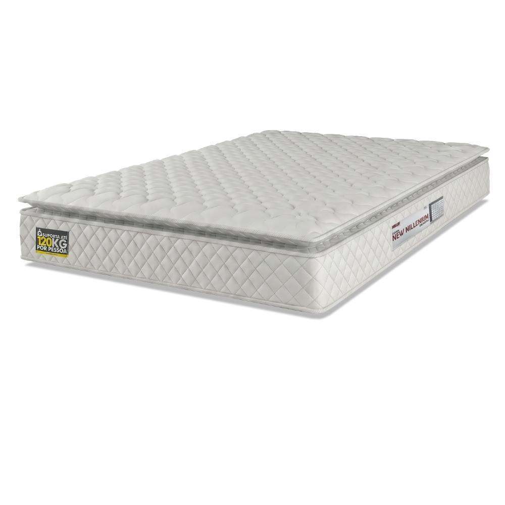 Colchão Casal Espuma D33 Pillow Top New Millenium 138x188x19cm Branco Hellen - Suporta Até 120 Kg Por Pessoa