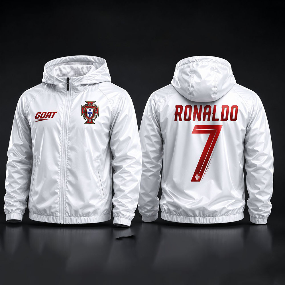 Jaqueta Corta Vento Masculina Cr7 Goat Siu Estampa Exclusiva Com Capuz, Bolso e Zíper  Academia Corrida Esportes Fitness