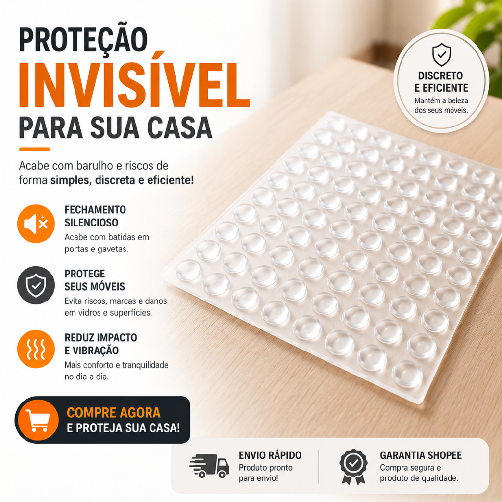 Kit 100/240 Protetor Anti Impacto Silicone Adesivo Pingo Multiuso Transparente Gota Batente Porta