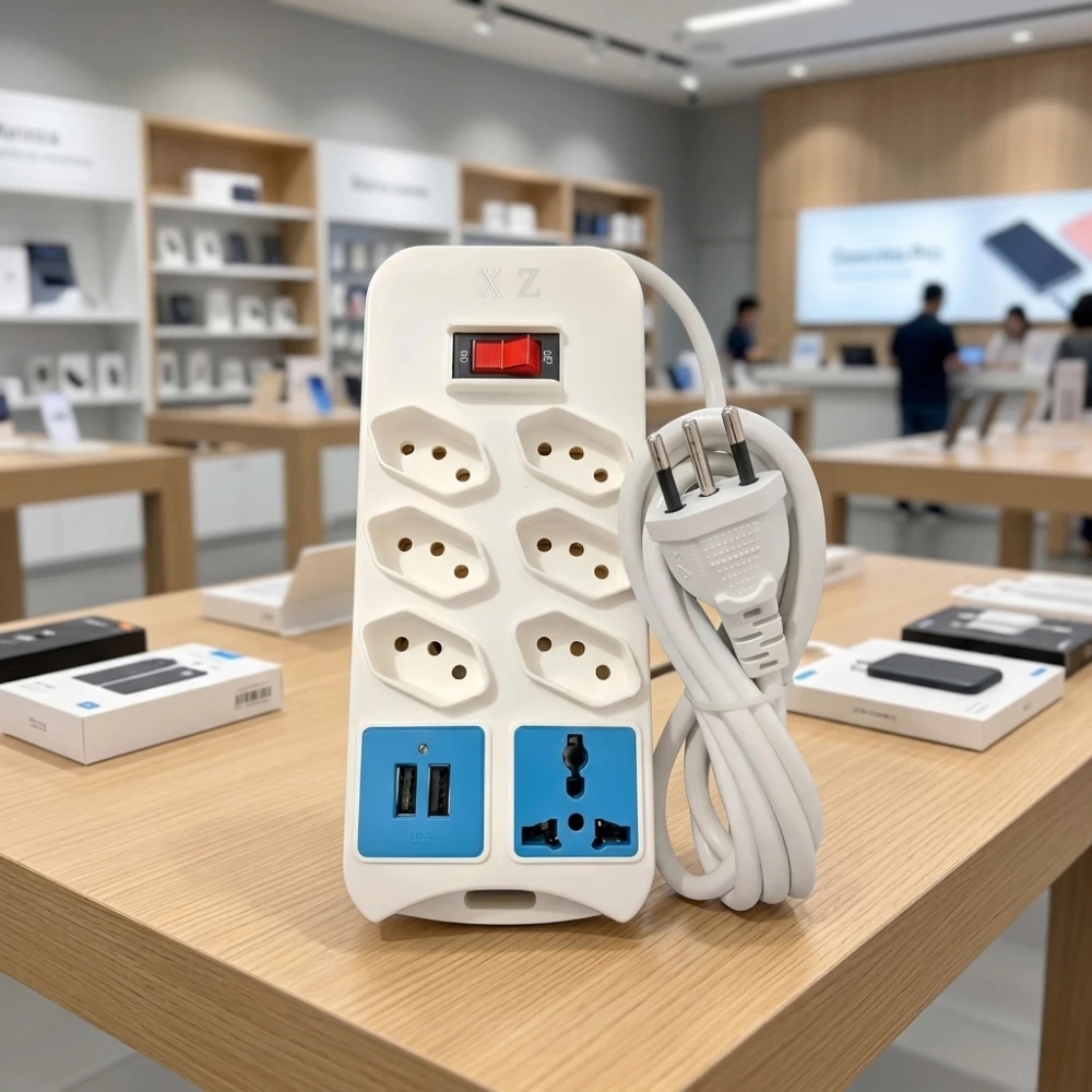 Régua Extensora XRX com 6 Tomadas + 2 Entradas USB 1,8m de Cabo