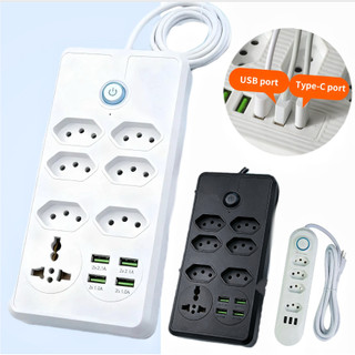 Extensão 6 Tomadas com 3 USB e TypeC Universal Bivolt 110v/220v 2500W Power 2m Filtro De …