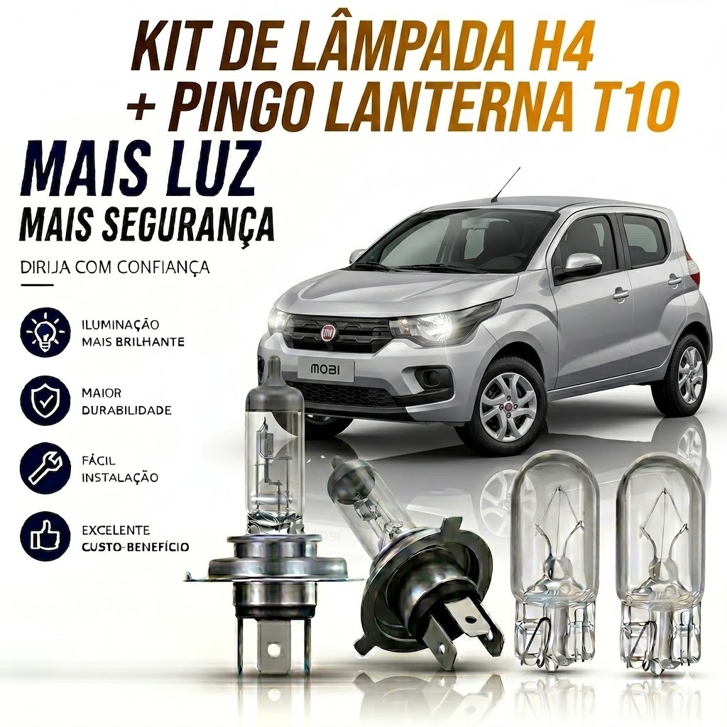 Lampada farol BAIXO / ALTO + LANTERNA MOBI 2016 ATÉ 2024