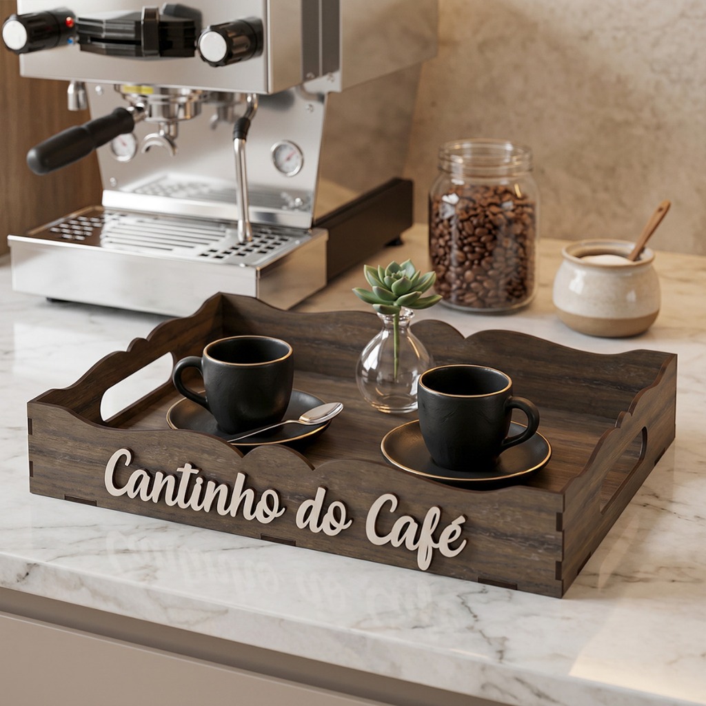 Bandeja Cantinho Do Café Decorativa Com Alça Decoração Casa Aparador