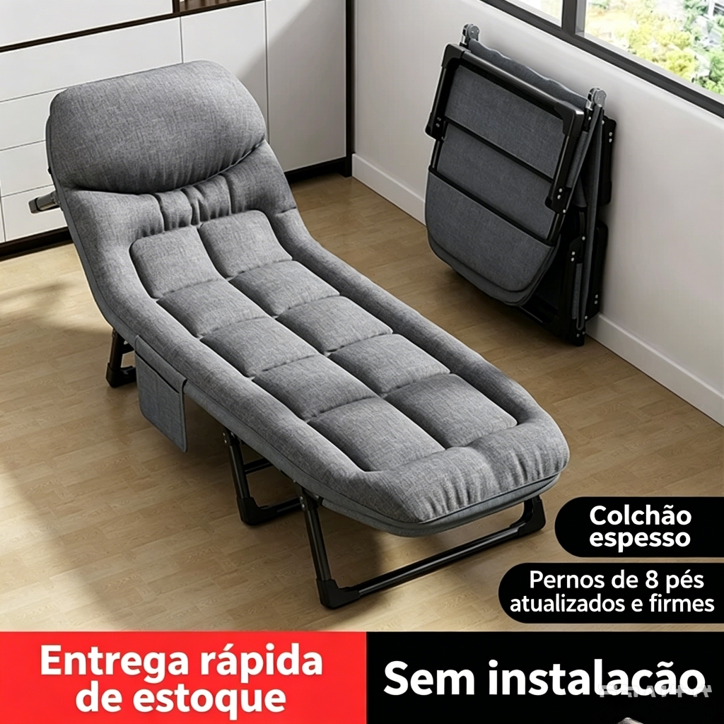 1 Cama Dobrável Solteiro Camping Com Colchonete Incluso Portátil Chairs  Stools