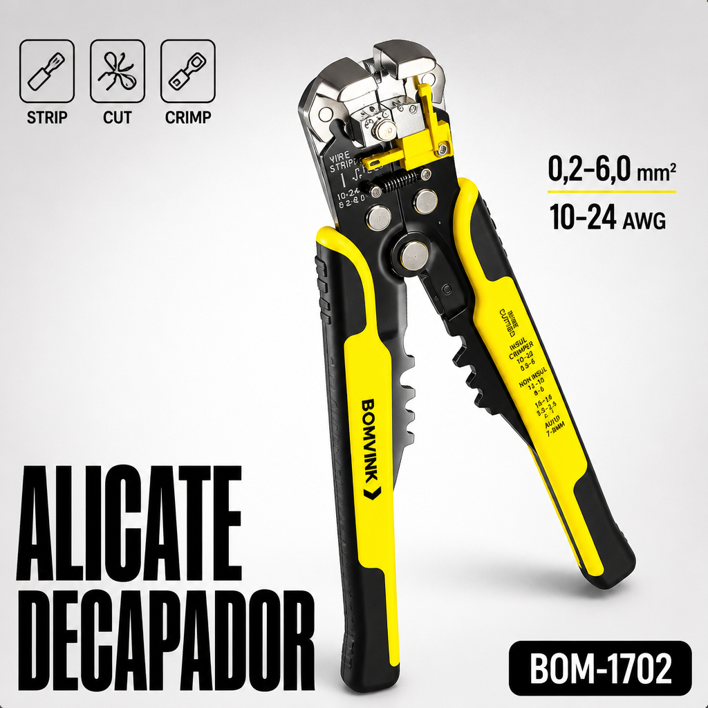 Alicate Decapador Automático Crimpador Eletricista Descascador de Fios Cortador 5 em 1 Profissional