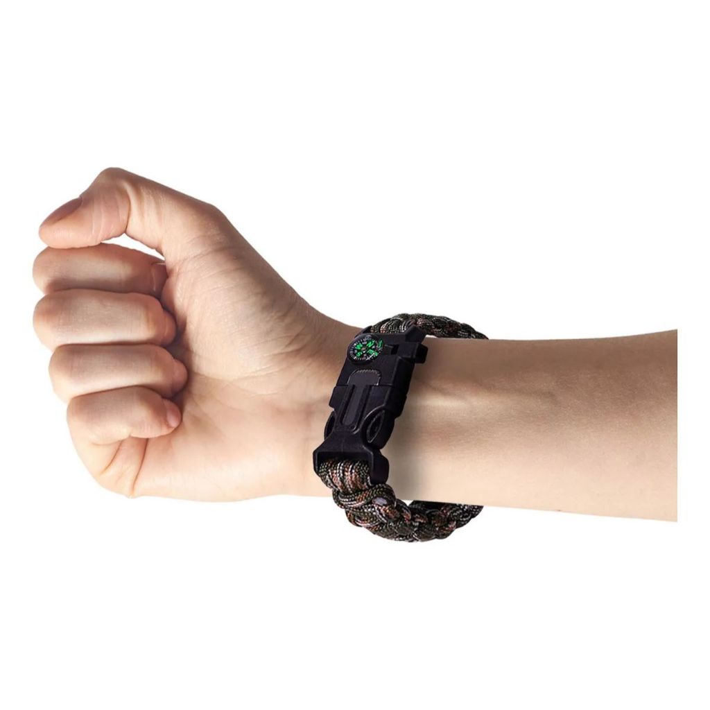 Pulseira de Sobrevivência com Paracord camuflada  550, Apito