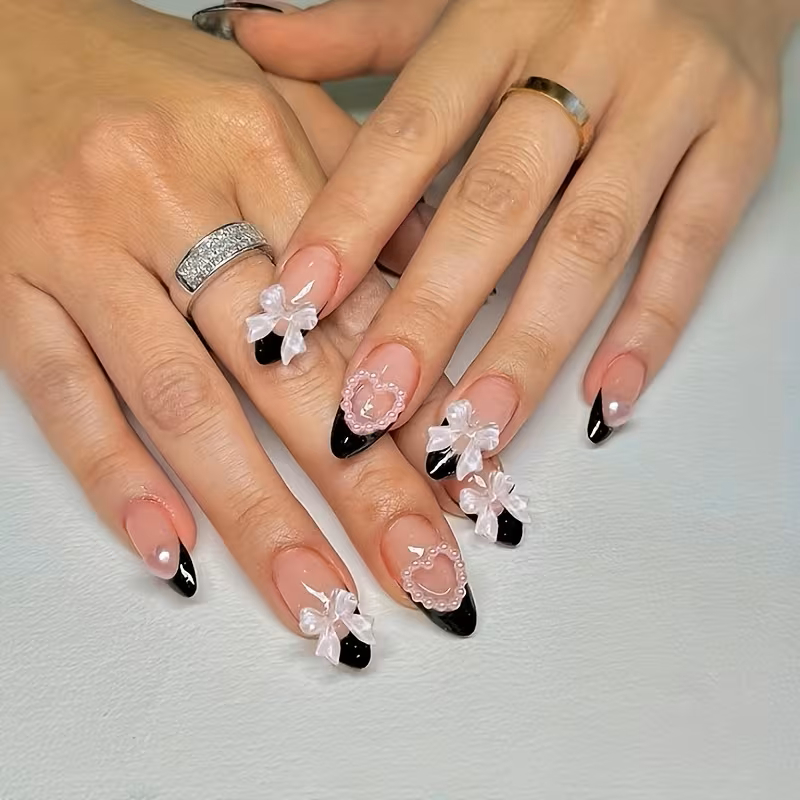 Unhas Postiças Diversos Modelos Perfeitas Básicas Delicadas Decoradas Pedras Laços Bailarina Amendoa