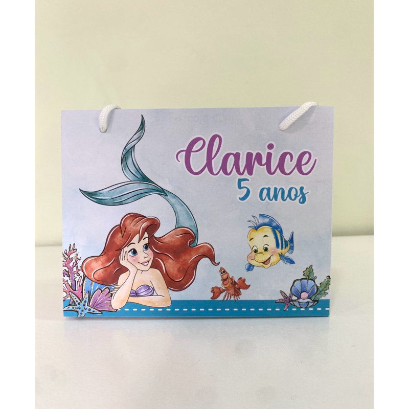 Sacolinha Personalizada Princesa Ariel | Pequena Sereia - PEGUE E MONTE - | Lembrancinha de Festa | Aniversário Infantil