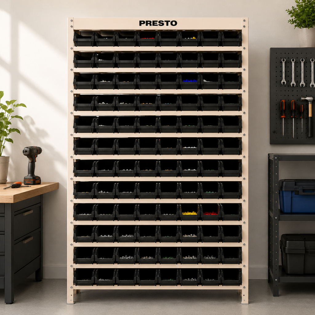 Estante Gaveteiro 108 Gavetas Estante Organizadora N°3 Estante Metálica Presto Organizador de Gaveta