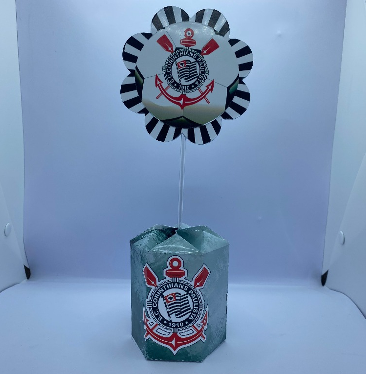 Centro de Mesa Corinthians Personalizada com Nome Idade Lembrancinha Festa Infantil Aniversário