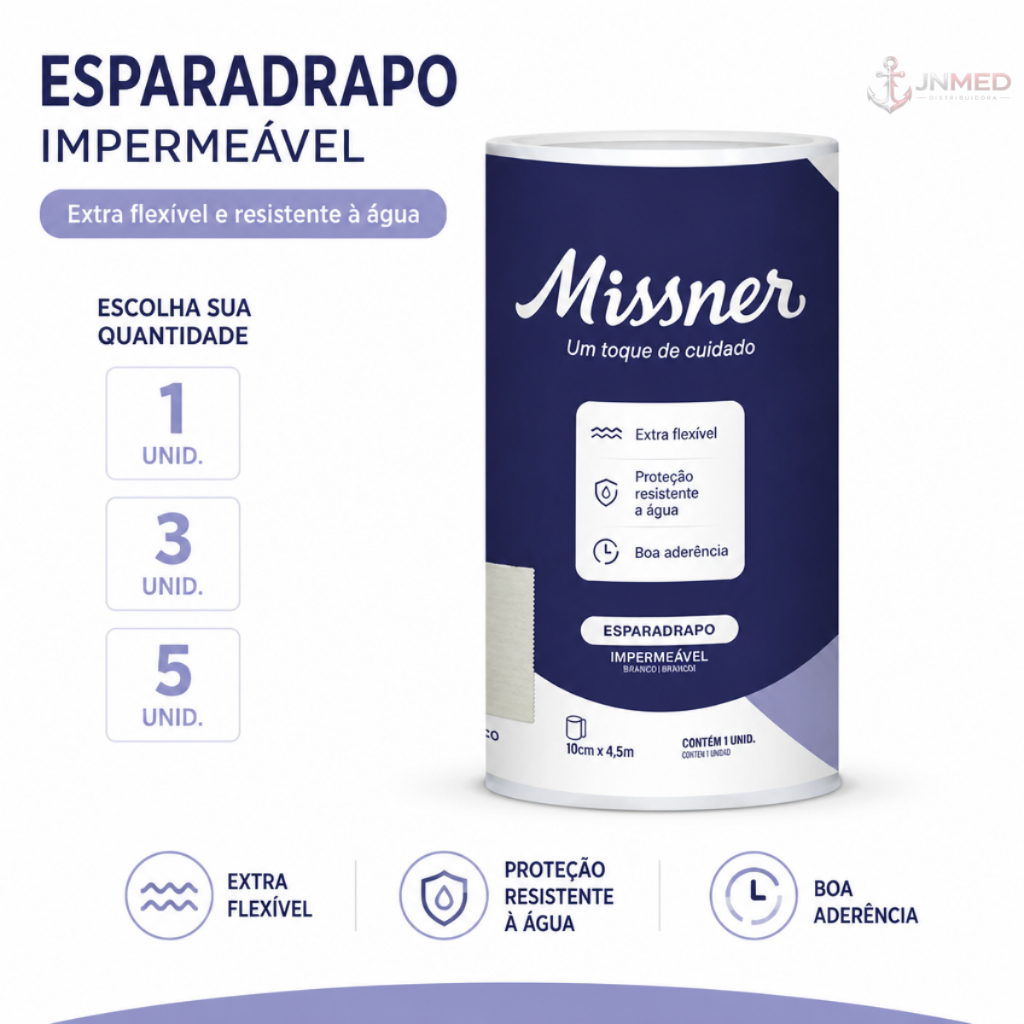 Esparadrapo Impermeável Branco 10cm X 4,5m Alta Fixação Missner