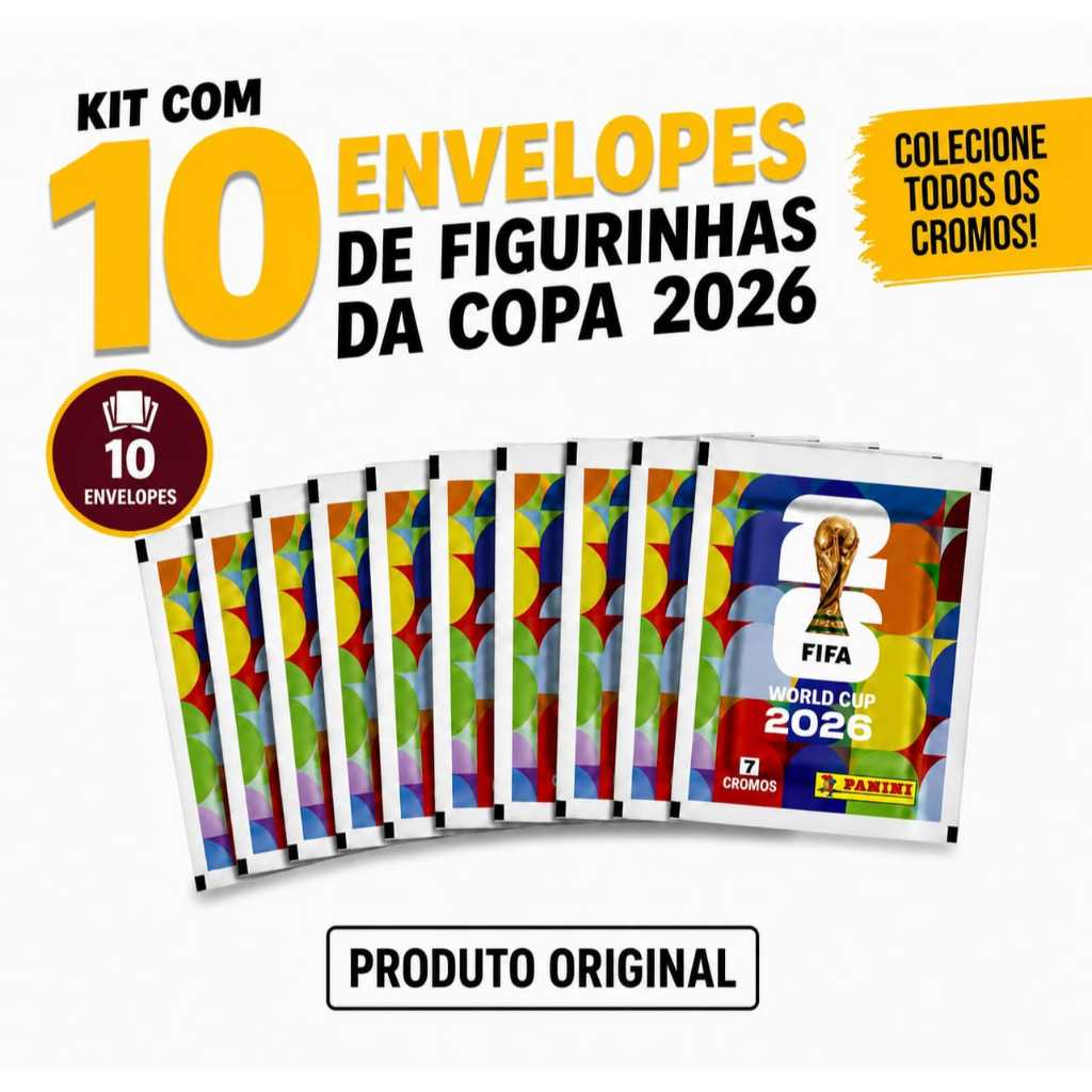 Kit 10 Envelopes Figurinhas Copa do Mundo 2026