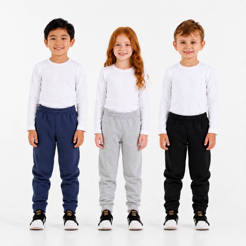Kit 3 Calça Infantil de Moletom Felpado Quentinho Menino e Menina Fio Penteado Algodão