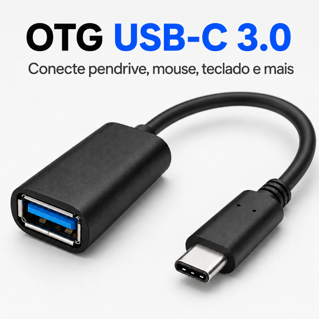 Cabo OTG USB Tipo C para USB A 3.0 Pendrive Mouse Teclado Android Samsung Xiaomi Celular