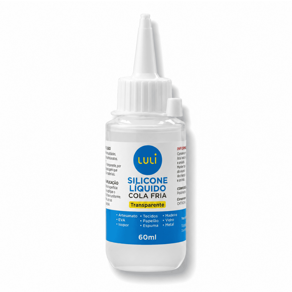 Silicone Líquido Cola Fria Transparente Luli 60ml P/ Artesanato EVA Tecido Madeira Papel