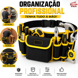 Bolsa de Cinto Ajustável Multibolsos 52X13CM Leve Luatek Tecido Oxford para Reparos e Montagens
