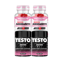 Kit 2x Testo Feminy 60 Cáps + 2x Cafeína Burn Abdomen Feminy 60 Cáps | Treinos Intensos - Body Nutry