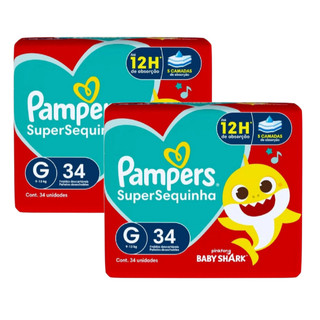 Kit 2ptes Fralda Pampers SuperSequinha G 34un - Total 68 unidades