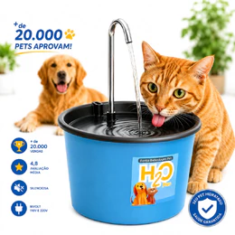 Fonte Bebedouro H2O Plus para Cães e Gatos de 1.5 Litros com Torneira Inox