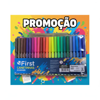 Conjunto de Canetinhas Coloridas com 24 Unidades infanti para pintar e desenhar