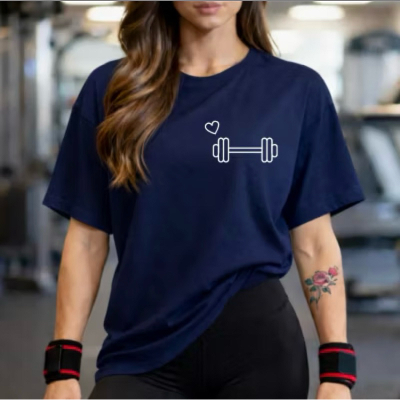 Camisetão T-shirt Oversized 100% Algodão Feminina Gym Treino Academia Fitness Musculação Halter