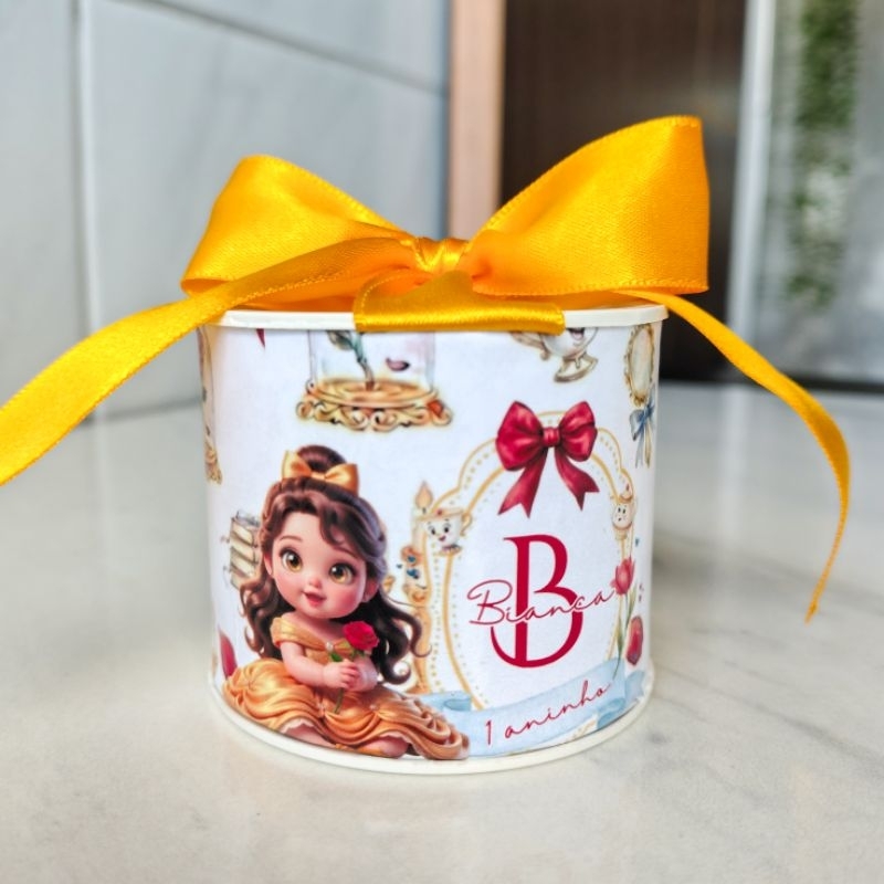 Kit mini tubolatas bela e a fera baby personalizadas 5x6 - chá de bebê, lembrancinhas maternidade, batizado, aniversário
