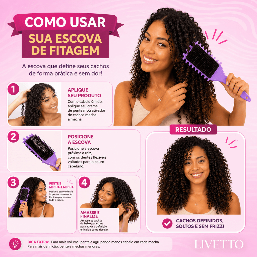 Escova Modeladora Bounce Curl Pente Portátil Para Cachos Finalize seu cabelo em minutos EM PROMOÇÃO! — imagem 2 de 2