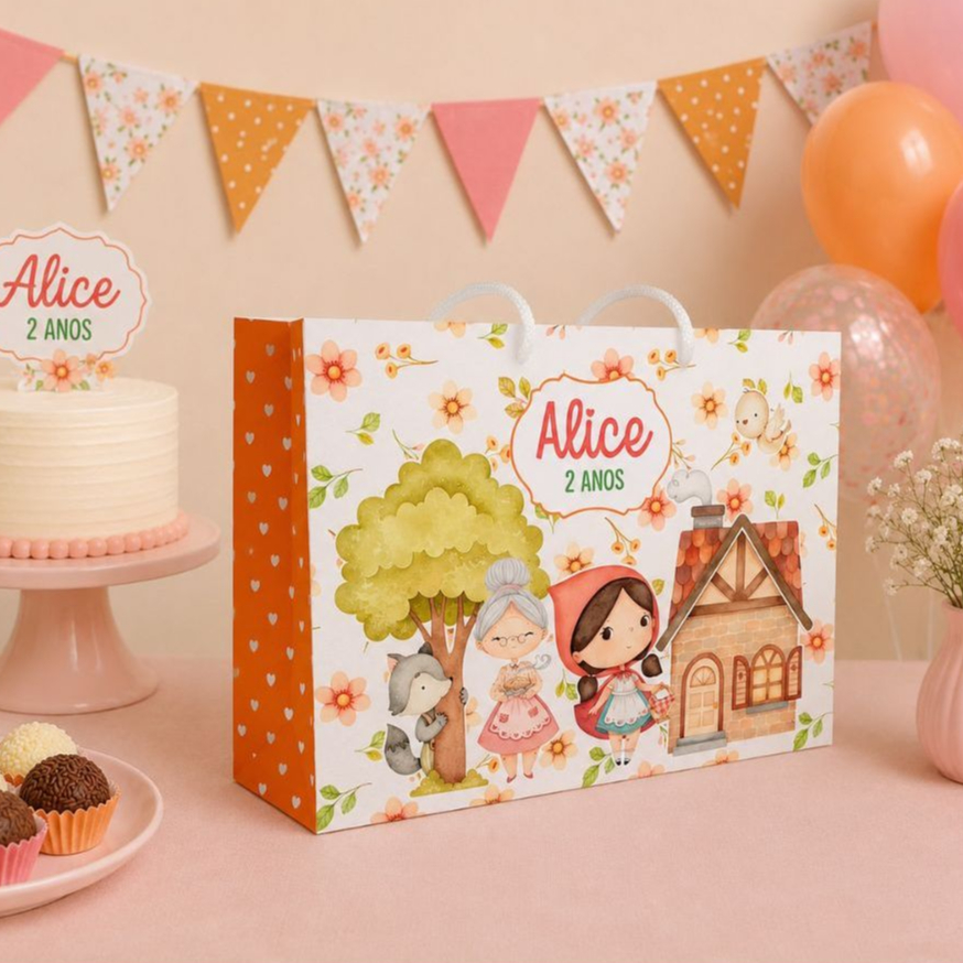 Kit Festa Sacolinha Personalizada Chapeuzinho Vermelho | Lembrancinha de Aniversário