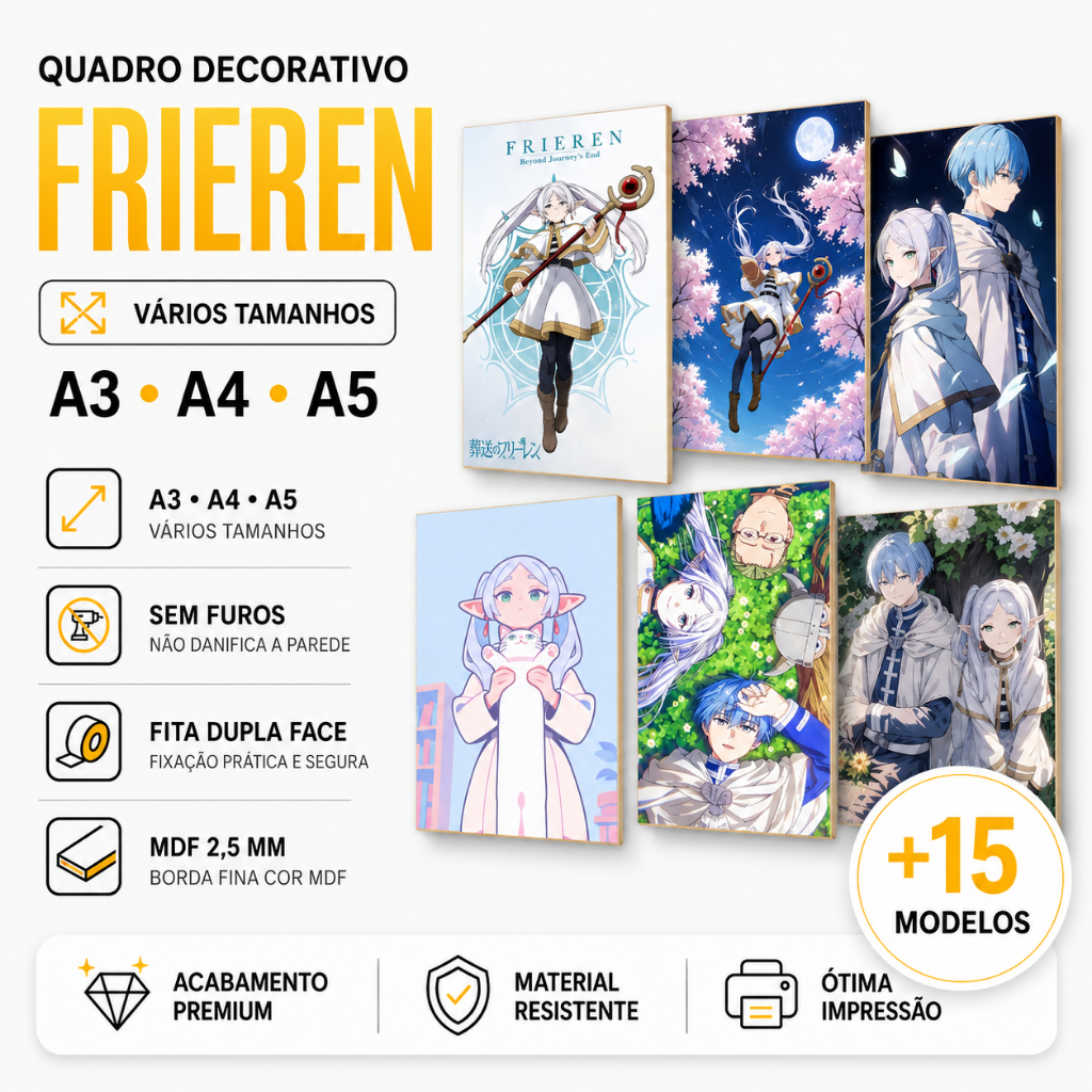 Quadro Decorativo Frieren Anime Otaku Altas Aventuras | Placa 20x28