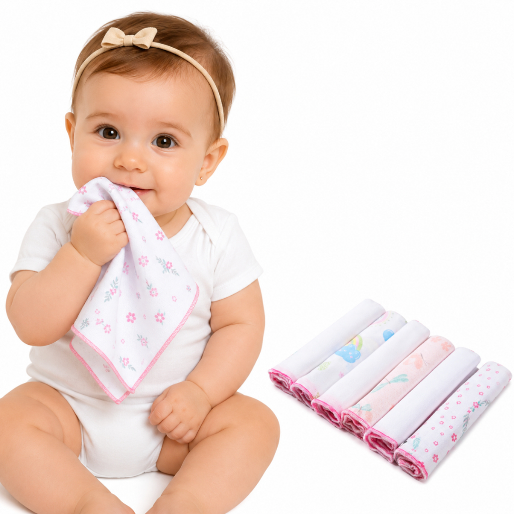 Kit 6 Babetes Paninho De Boca Bebe Karinho-Papi 100% Algodão 30x30