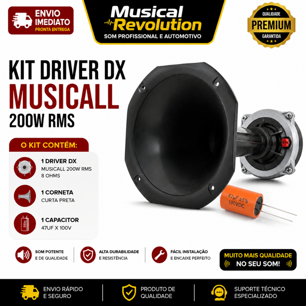 Kit Driver Dx Musicall 200w + Corneta + Capacitor