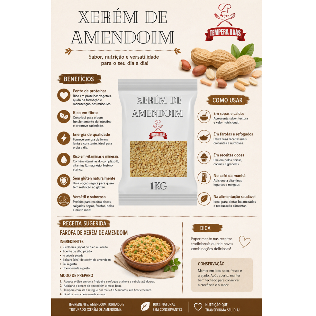 Xerém De Amendoim Linha Premium - Tempera Brás