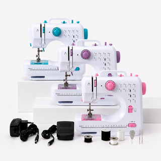 Máquina De Costura Elétrica Portátil 12 Pontos +  Pedal, Bobinas, Linhas e Fonte Bivolt 110v/220v