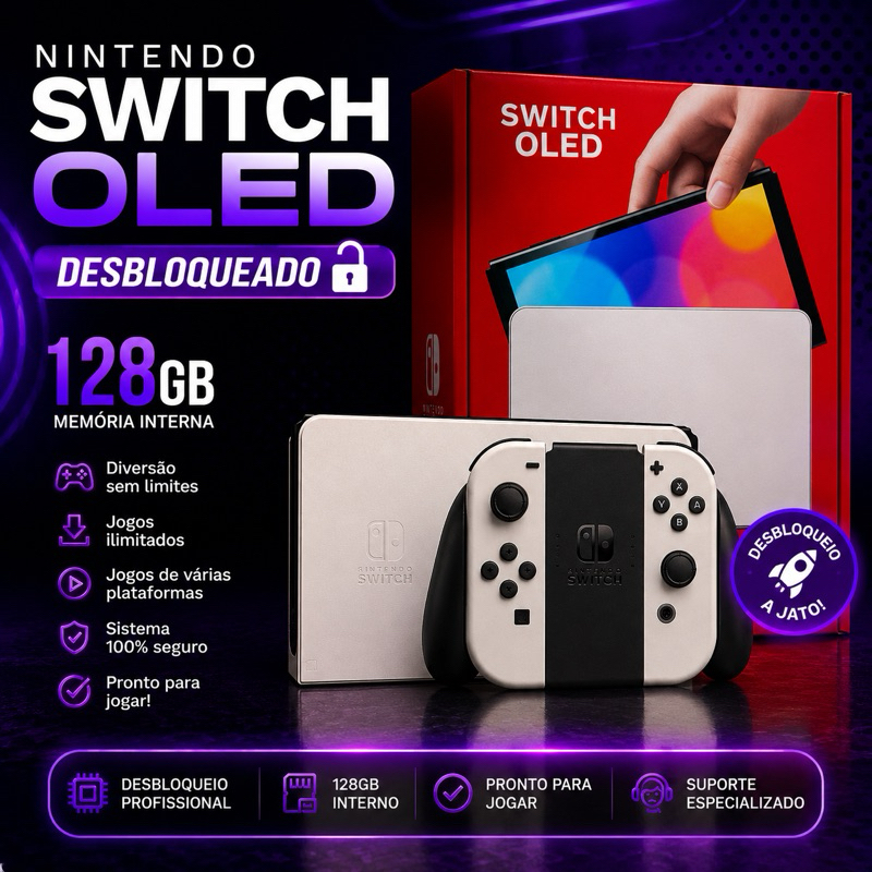 Nintendo Switch Oled 128gb Desbloqueado | Novo | Tinfoil premium