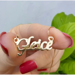 Colar Personalizado com Nome Banhado a Ouro 18K e Prata Hipoalergênico + Brinde Exclusivo