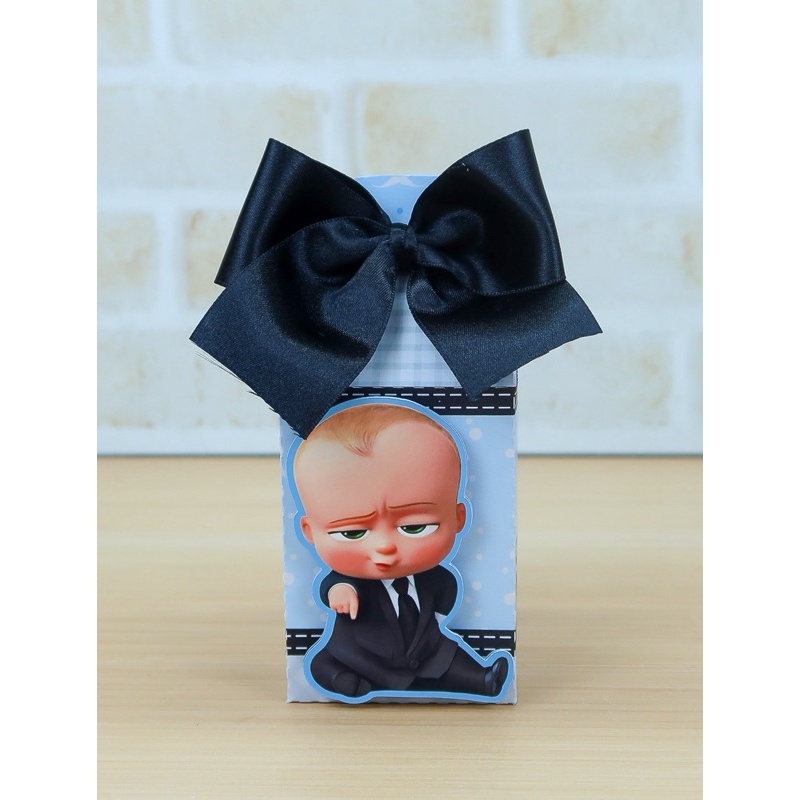 Caixa Milk Poderoso Chefinho Luxo Personalizada com Laço e Aplique 3D Lembrancinha Festa Infantil Menino